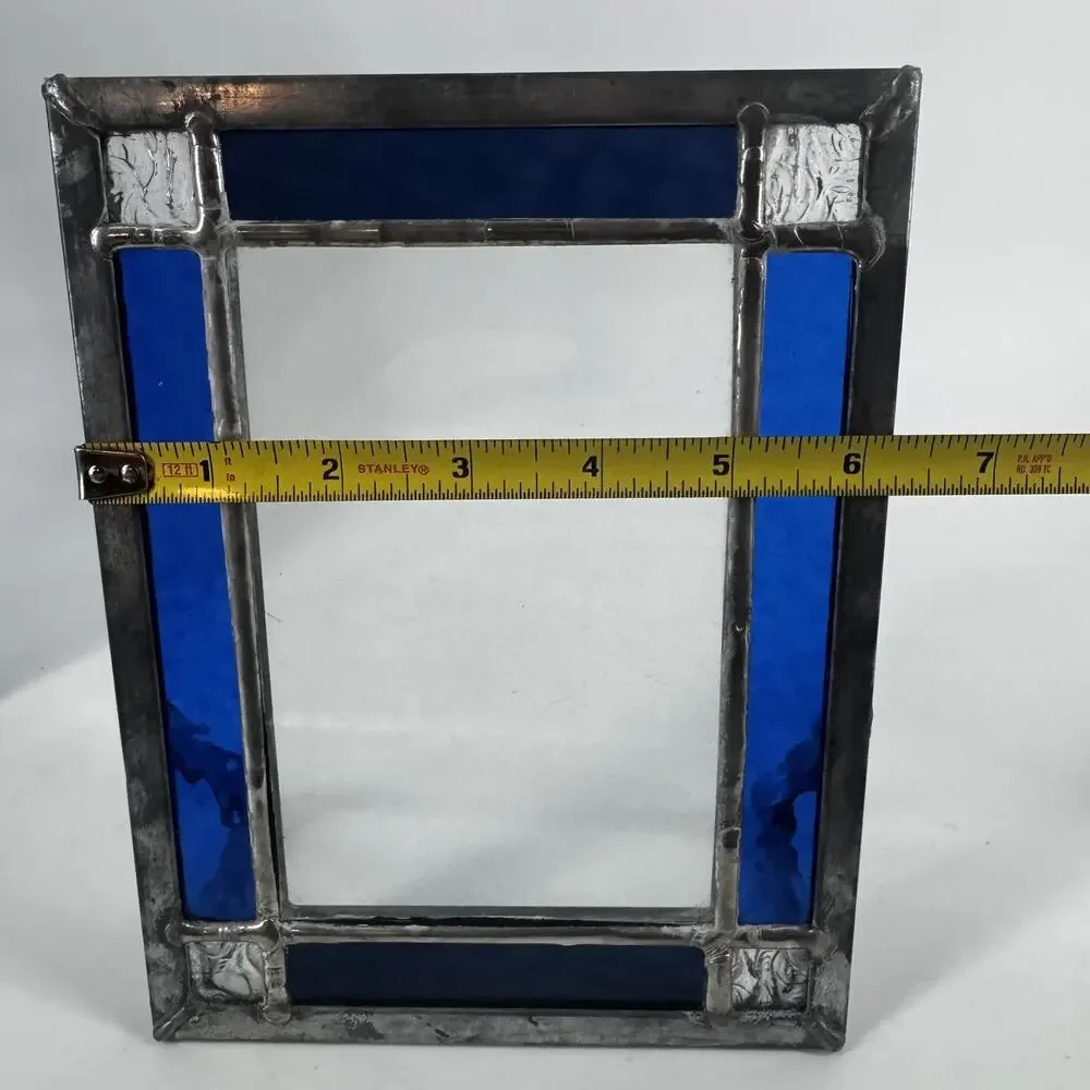 Set Of 2 Blue Stained Glass Geometric Picture 4x6 Frames